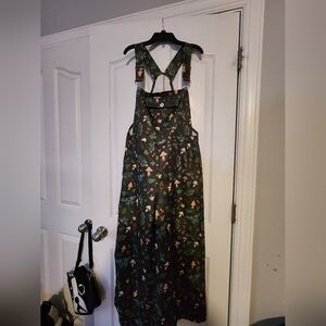 Forest Green Mushroom Print Jumpsuit